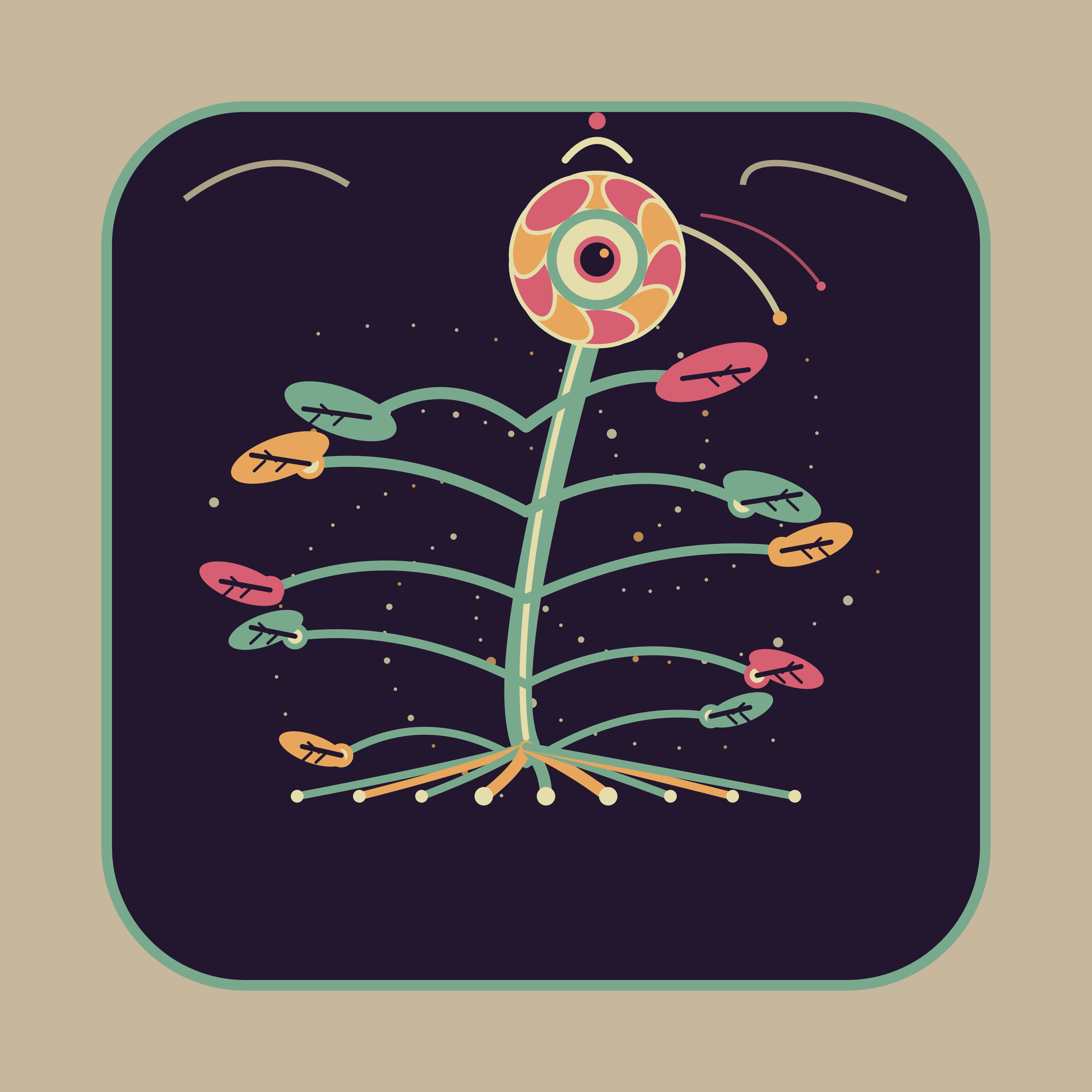 Garden of the Last Signal, version 3: v3 — strengthen the rightward signal echo and clarify leaf spacing