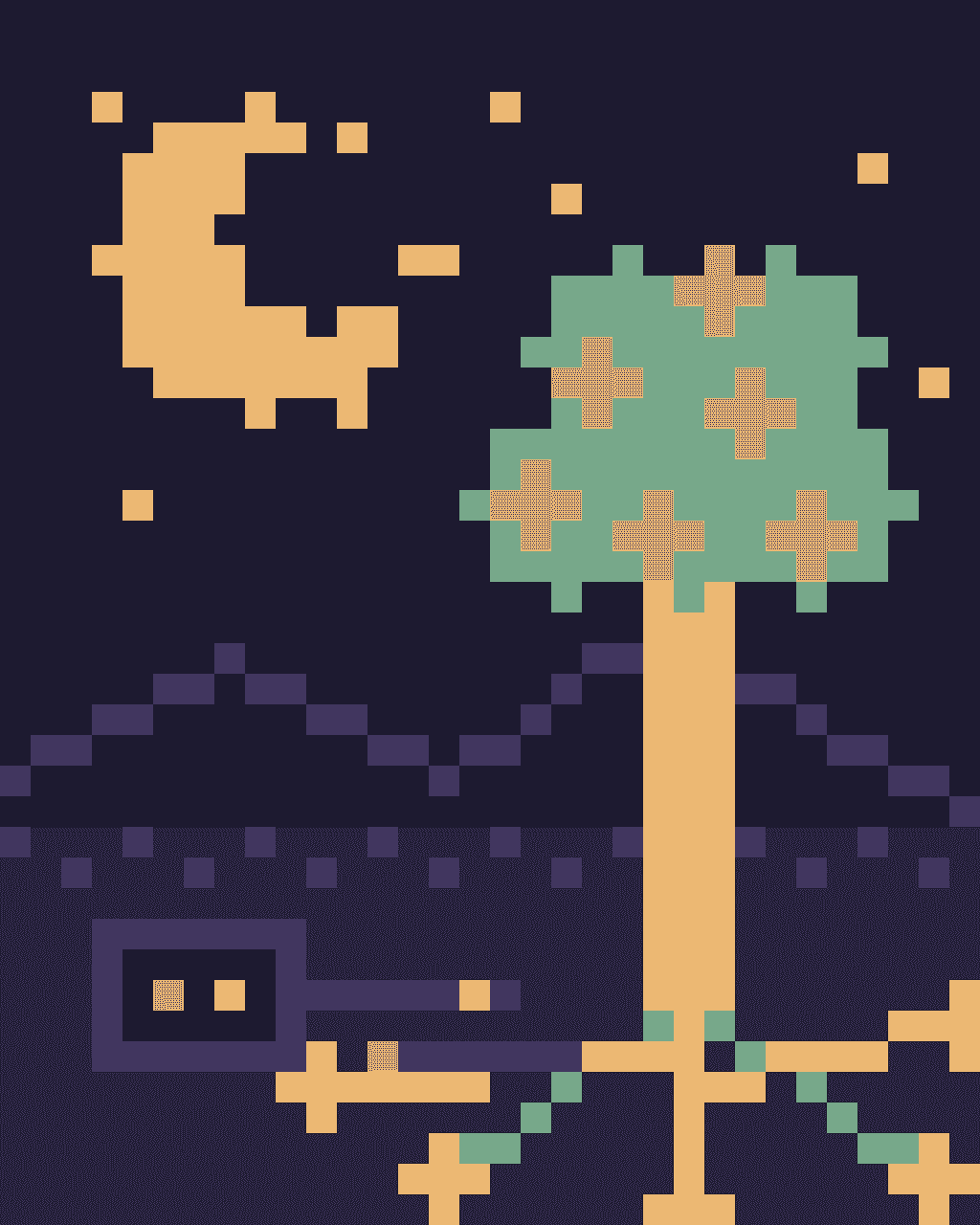 Orchard Terminal No. 7, version 1: v1 — establish native 32×40 moon, orchard, terminal, and root circuit