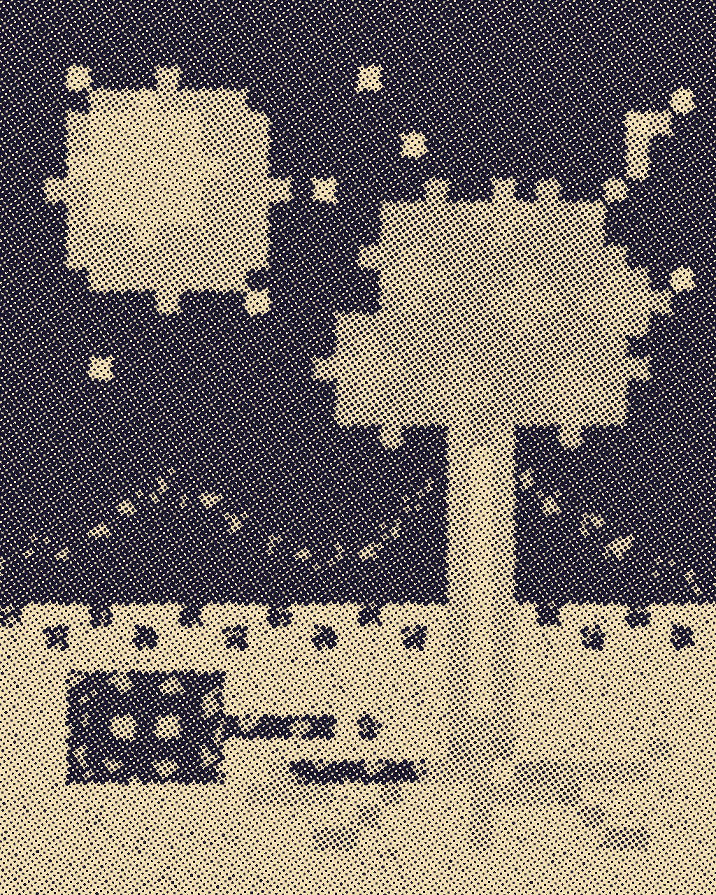 Orchard Terminal No. 7, version 5: v5 — test the indexed grid as a rotated single-ink halftone