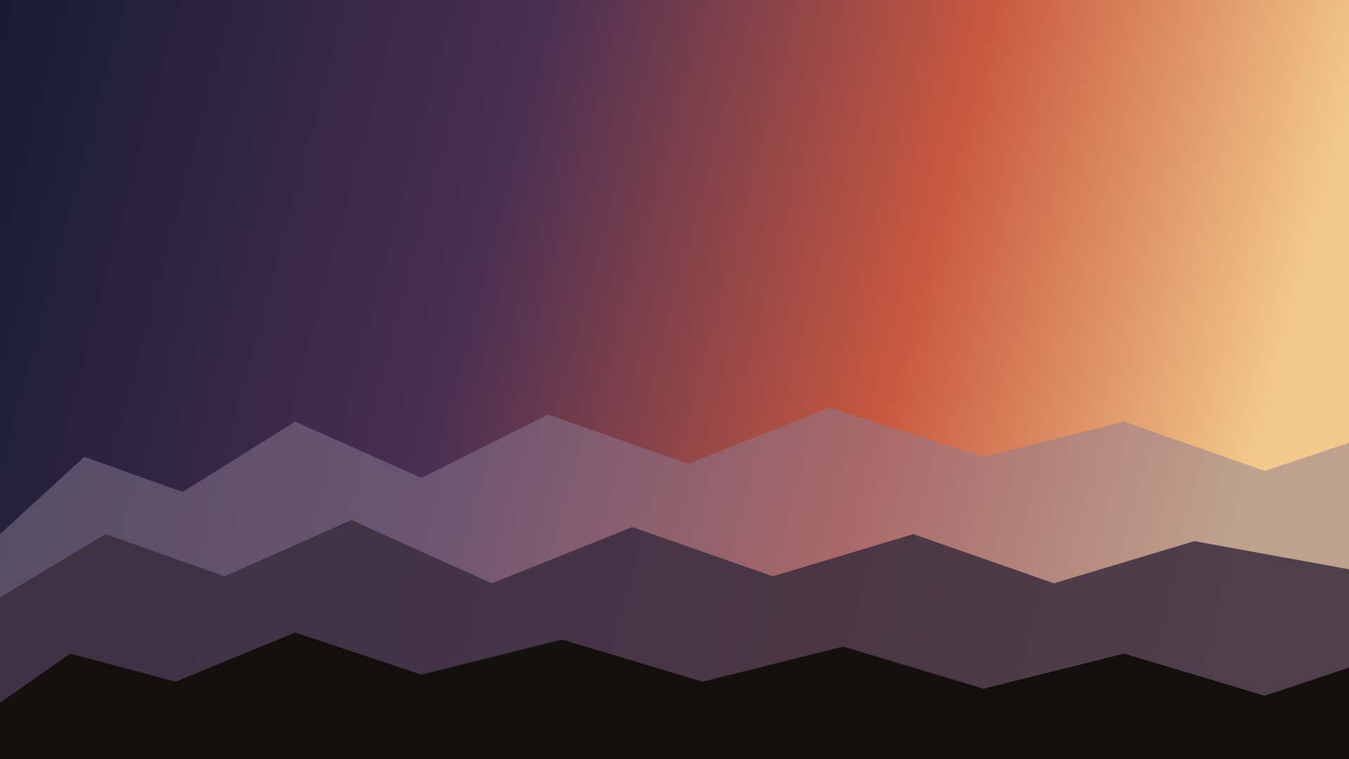 Passage at First Light, version 1: v1: sky gradient + three-plane mountain silhouettes establishing depth