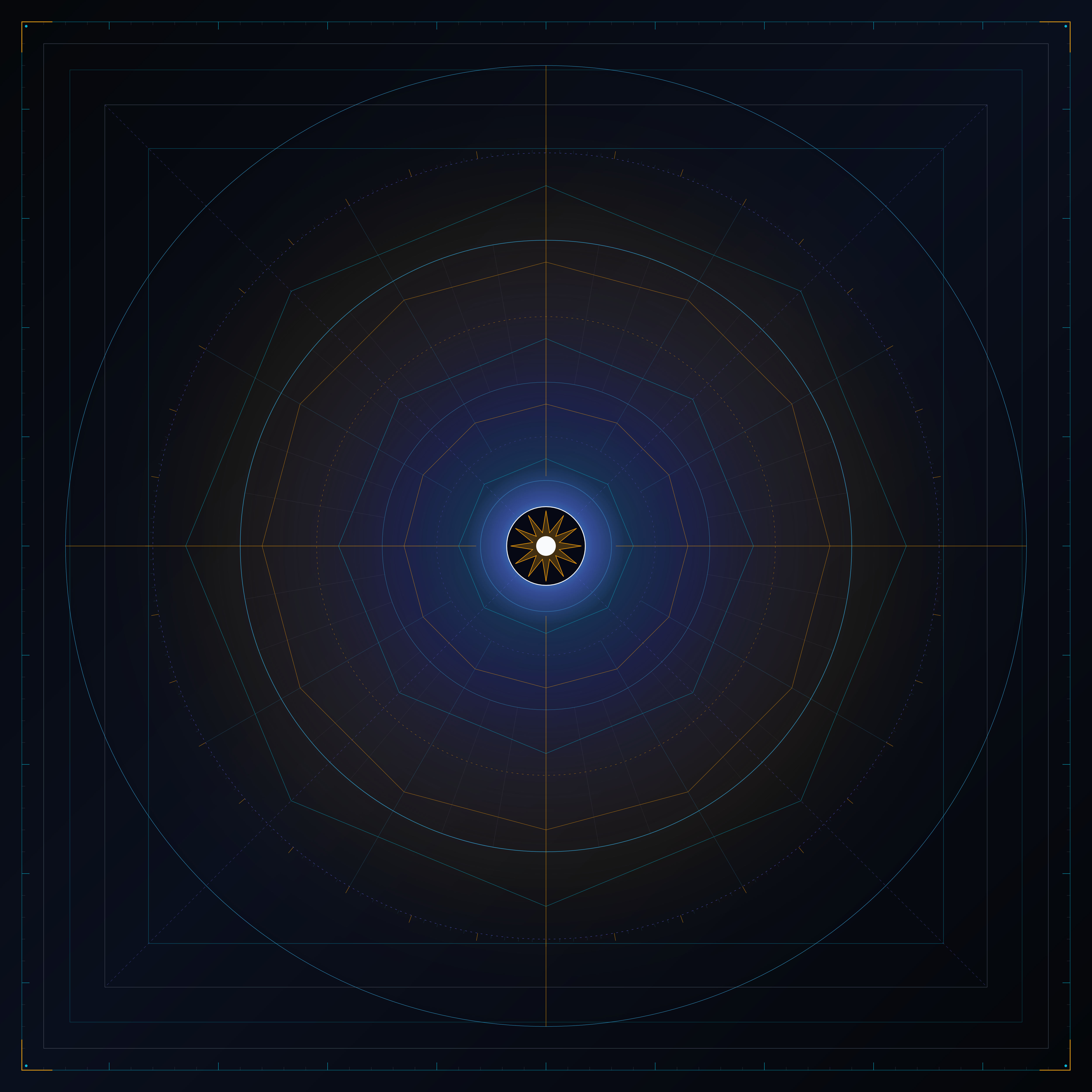 The Recursion Boundary, version 2: v2: Enhanced focal luminance in central nexus and added micro-grid subdivisions