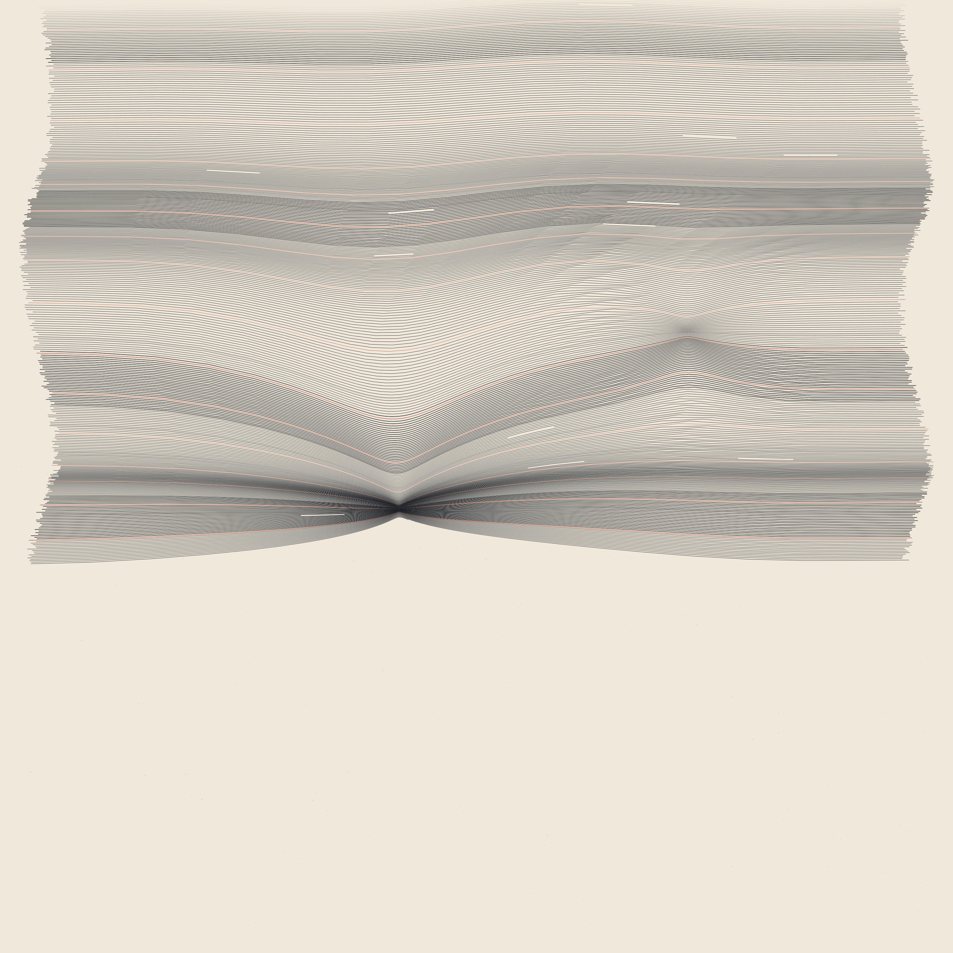 Where the Lines Agree, version 1: v1: 640 ruled lines through a two-body deflection field, adaptive sampling, second oxide ink plate every 23rd line