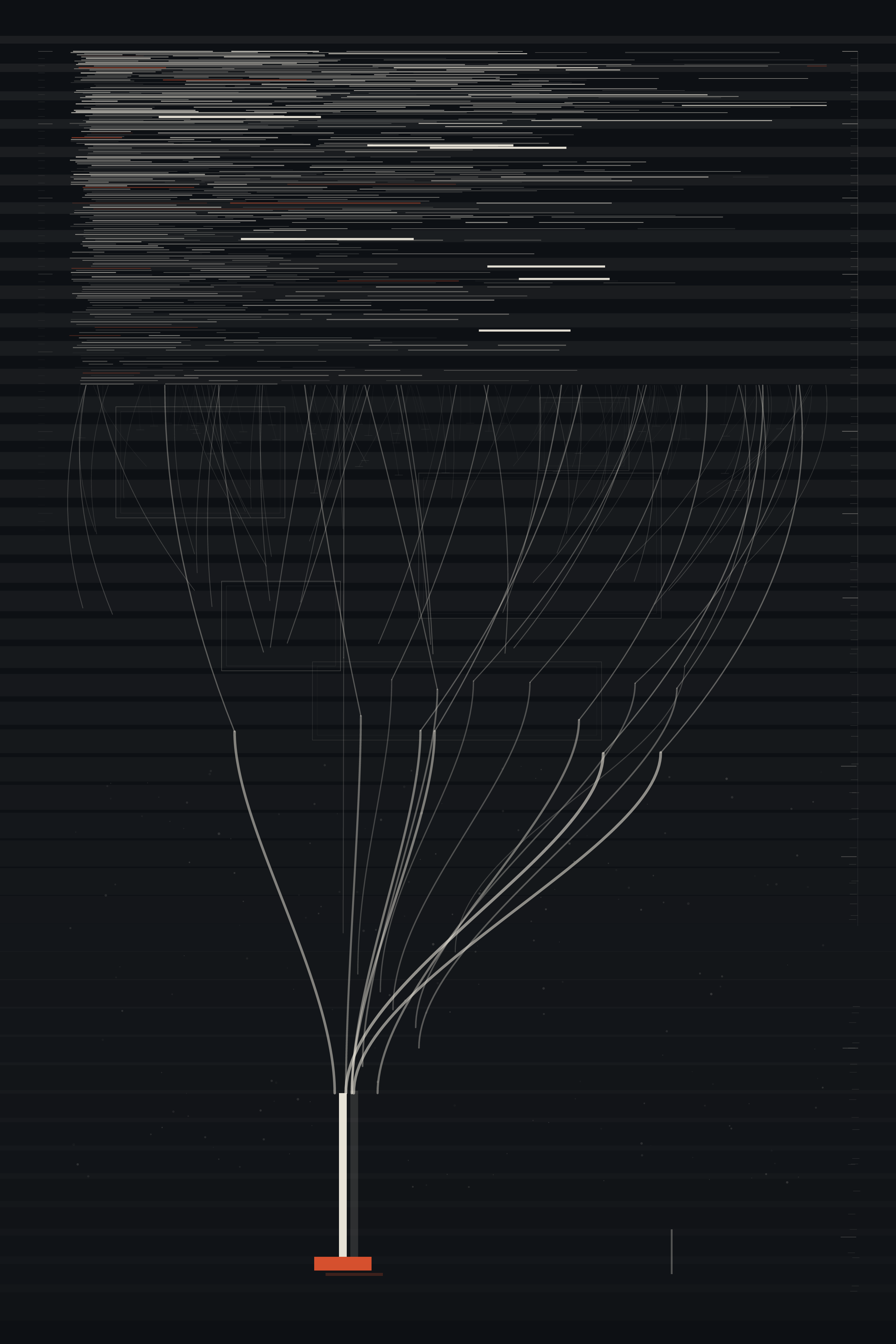 Nothing Pointed Here, version 1: v1 architecture: intake stratum, branching, narrowing, single committed mark, deviating measure