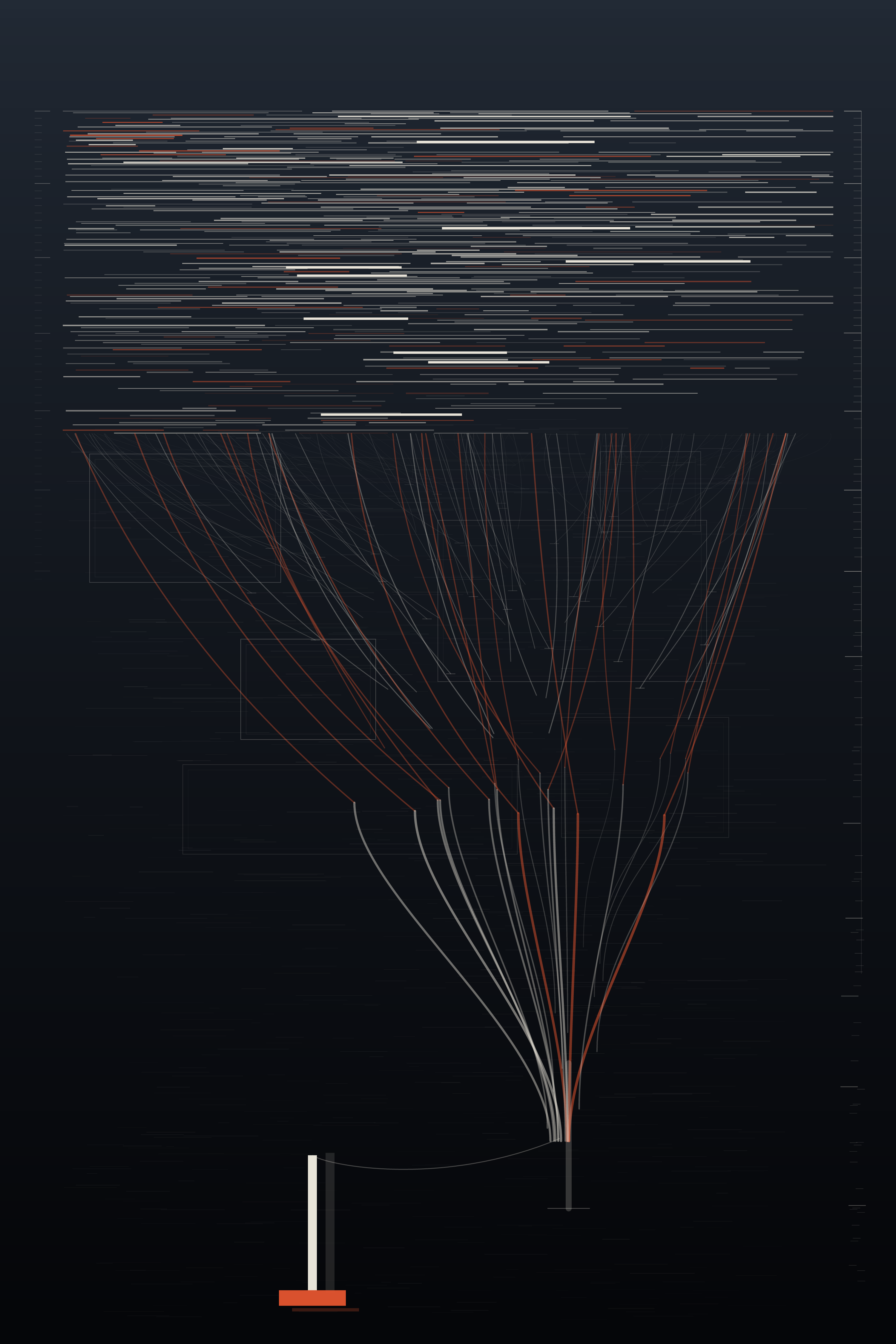 Nothing Pointed Here, version 2: v2: broke the funnel symmetry, tonal ground descent, residue field in the lower half, mark lands left of the axis every branch aimed at