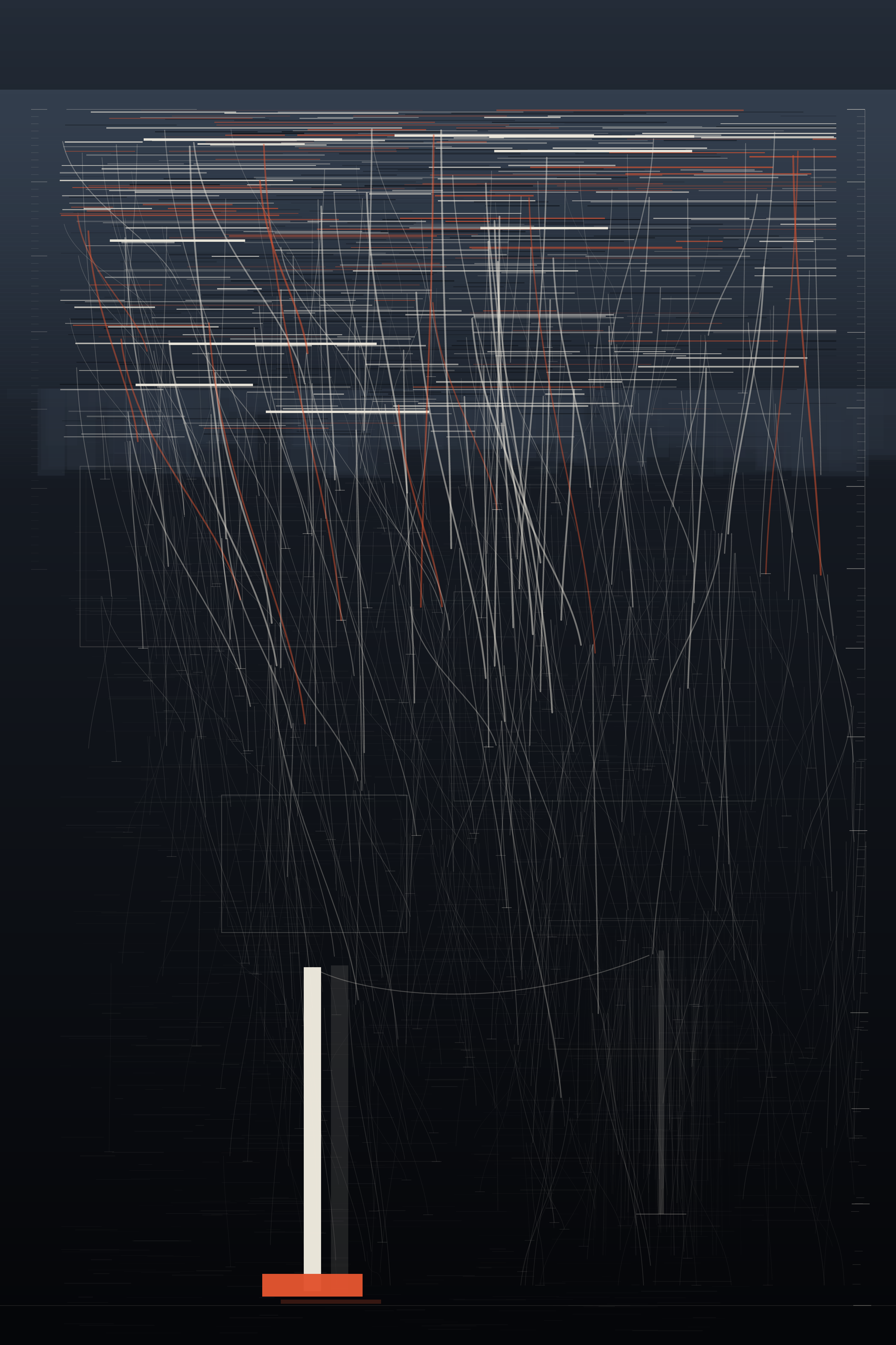 Nothing Pointed Here, version 6: v6: intake given its own luminous ground so thumbnail reads bright mass over void; axis moved off the mirror of the landed mark; blocky slab replaced by a ragged vertical field