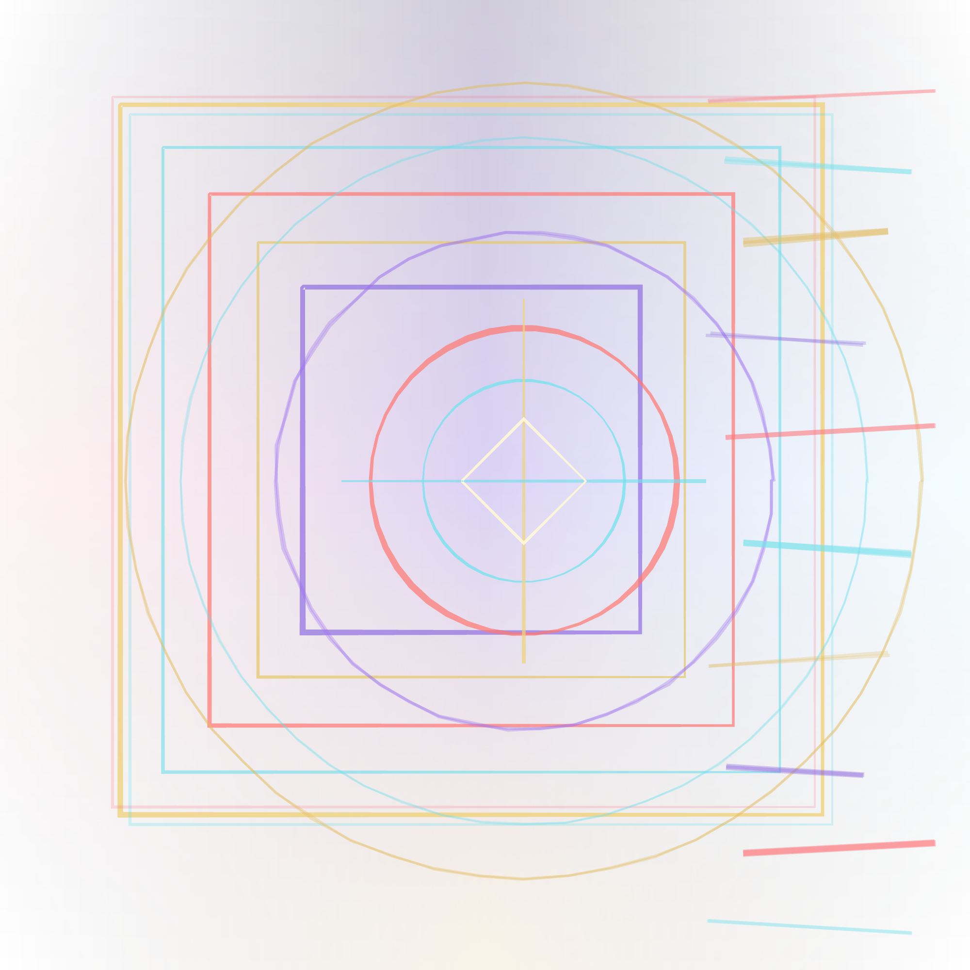 Aperture / Afterimage, version 3: Built a translucent system of tapered nested frames, false-symmetry orbits, registration ghosts, self-measuring marks, and a ruptured right edge.