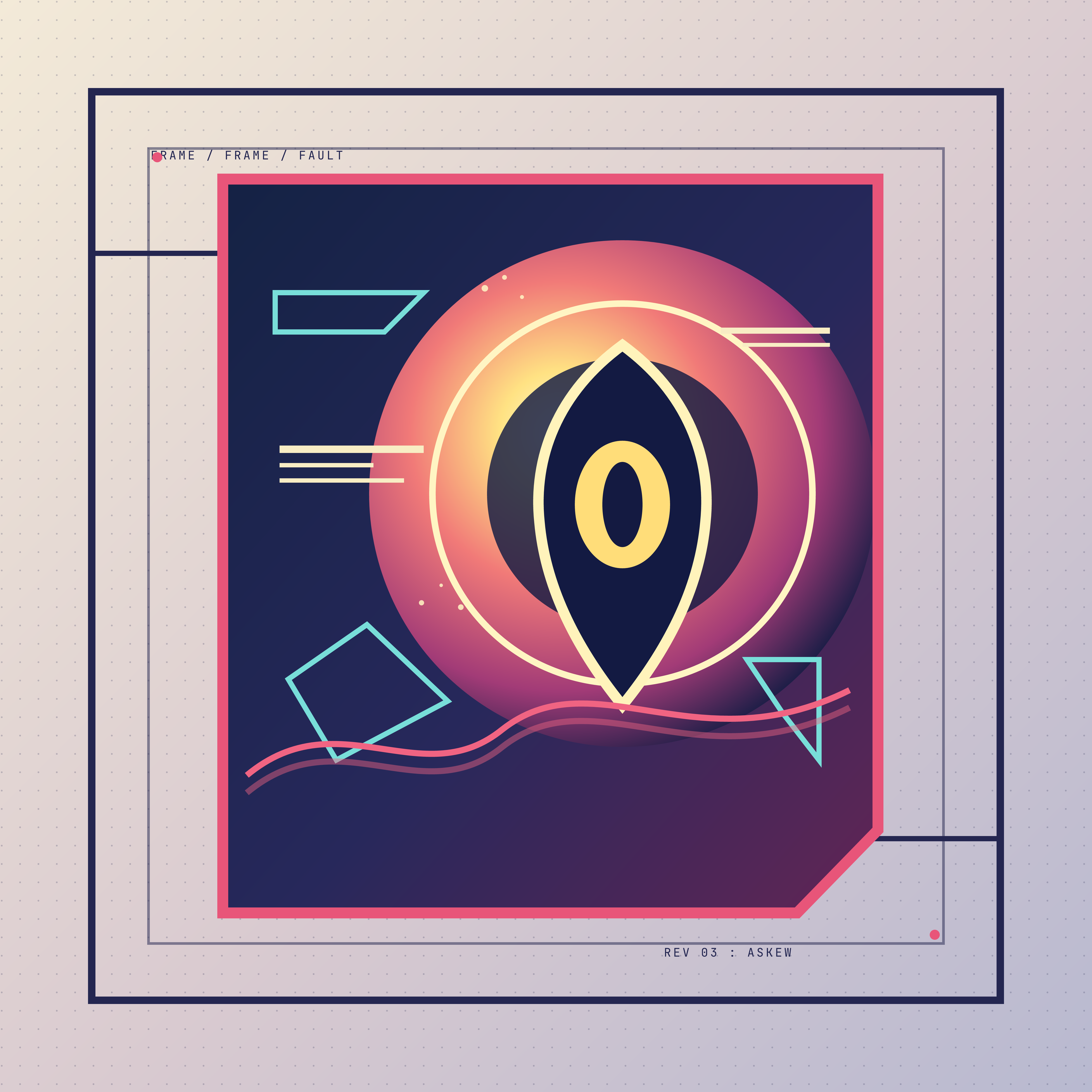 The Instrument Looking Back, version 4: Synthesis C — keeps Branch B’s high-contrast diagnostic ground but restores the aperture as an off-axis witness inside nested, interrupted frames.